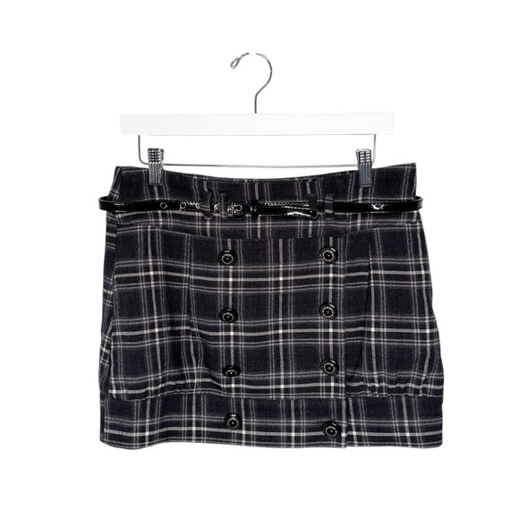 Twelve by Twelve Dresses & Skirts - TWELVE BY TWELVE BLACK WHITE PLAID BELTED MICRO SKIRT SZ M